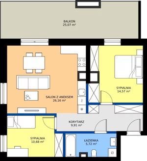 3 pokoje, mieszkanie 67,04 m², piętro 3, oferta nr C.84, Tarasy Bernardyńskie Budynek C, Kalisz, Śródmieście, ul. Kazimierza Mystkowskiego