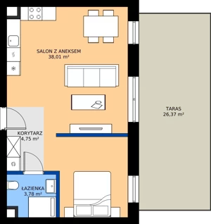 2 pokoje, mieszkanie 46,54 m², parter, oferta nr C.7, Tarasy Bernardyńskie Budynek C, Kalisz, Śródmieście, ul. Kazimierza Mystkowskiego