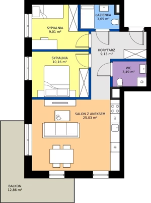 3 pokoje, mieszkanie 60,47 m², parter, oferta nr C.3, Tarasy Bernardyńskie Budynek C, Kalisz, Śródmieście, ul. Kazimierza Mystkowskiego