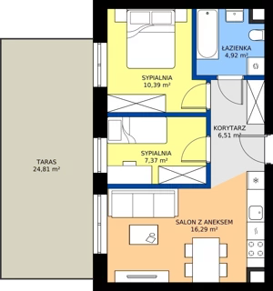3 pokoje, mieszkanie 45,38 m², parter, oferta nr C.100, Tarasy Bernardyńskie Budynek C, Kalisz, Śródmieście, ul. Kazimierza Mystkowskiego
