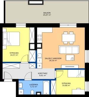 3 pokoje, mieszkanie 67,04 m², piętro 3, oferta nr C.118, Tarasy Bernardyńskie Budynek C, Kalisz, Śródmieście, ul. Kazimierza Mystkowskiego
