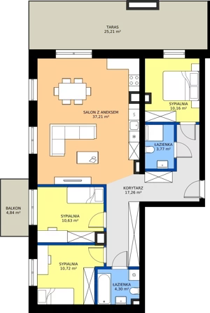 4 pokoje, mieszkanie 94,05 m², piętro 3, oferta nr C.117, Tarasy Bernardyńskie Budynek C, Kalisz, Śródmieście, ul. Kazimierza Mystkowskiego