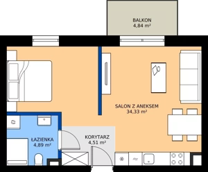 2 pokoje, mieszkanie 43,73 m², piętro 3, oferta nr C.31, Tarasy Bernardyńskie Budynek C, Kalisz, Śródmieście, ul. Kazimierza Mystkowskiego