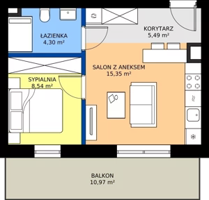 2 pokoje, mieszkanie 33,68 m², piętro 1, oferta nr C.13, Tarasy Bernardyńskie Budynek C, Kalisz, Śródmieście, ul. Kazimierza Mystkowskiego
