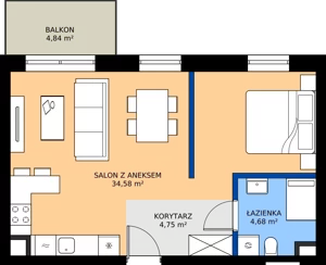 2 pokoje, mieszkanie 44,01 m², piętro 2, oferta nr C.150, Tarasy Bernardyńskie Budynek C, Kalisz, Śródmieście, ul. Kazimierza Mystkowskiego