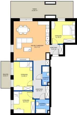 4 pokoje, mieszkanie 91,03 m², piętro 4, oferta nr C.89, Tarasy Bernardyńskie Budynek C, Kalisz, Śródmieście, ul. Kazimierza Mystkowskiego