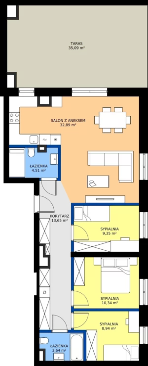 4 pokoje, mieszkanie 83,32 m², piętro 5, oferta nr C.170, Tarasy Bernardyńskie Budynek C, Kalisz, Śródmieście, ul. Kazimierza Mystkowskiego