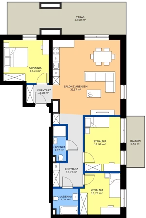 4 pokoje, mieszkanie 91,03 m², piętro 4, oferta nr C.124, Tarasy Bernardyńskie Budynek C, Kalisz, Śródmieście, ul. Kazimierza Mystkowskiego