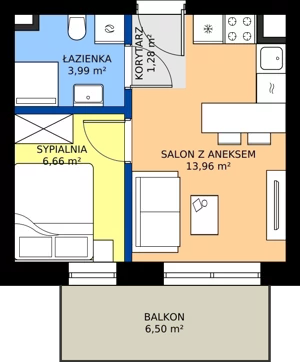 2 pokoje, mieszkanie 25,89 m², piętro 1, oferta nr C.12, Tarasy Bernardyńskie Budynek C, Kalisz, Śródmieście, ul. Kazimierza Mystkowskiego