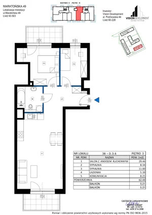 3 pokoje, apartament 62,44 m², piętro 3, oferta nr 38, Maratońska 49, Łódź, Polesie, Retkinia, ul. Maratońska 49