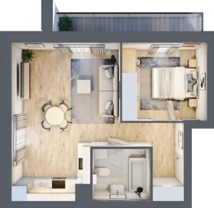 2 pokoje, mieszkanie 44,95 m², piętro 2, oferta nr I.2.2, Pryncypalna 66, Łódź, Górna, Chojny, ul. Pryncypalna 66