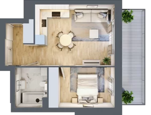 2 pokoje, mieszkanie 39,32 m², piętro 1, oferta nr I.1.6, Pryncypalna 66, Łódź, Górna, Chojny, ul. Pryncypalna 66