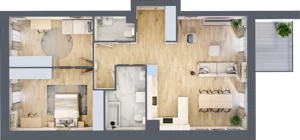 3 pokoje, mieszkanie 83,60 m², piętro 1, oferta nr I.1.7, Pryncypalna 66, Łódź, Górna, Chojny, ul. Pryncypalna 66