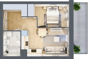2 pokoje, mieszkanie 36,28 m², piętro 2, oferta nr II.2.3, Pryncypalna 66, Łódź, Górna, Chojny, ul. Pryncypalna 66