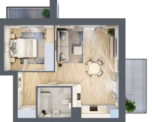 2 pokoje, mieszkanie 44,92 m², piętro 1, oferta nr II.1.2, Pryncypalna 66, Łódź, Górna, Chojny, ul. Pryncypalna 66