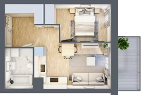 2 pokoje, mieszkanie 36,28 m², piętro 3, oferta nr II.3.4, Pryncypalna 66, Łódź, Górna, Chojny, ul. Pryncypalna 66