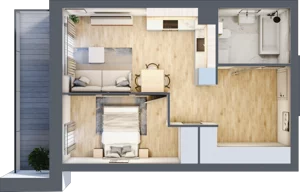 2 pokoje, mieszkanie 42,98 m², piętro 2, oferta nr II.2.7, Pryncypalna 66, Łódź, Górna, Chojny, ul. Pryncypalna 66