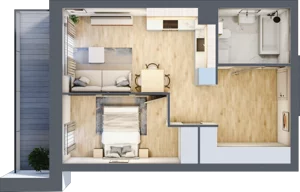 2 pokoje, mieszkanie 42,98 m², piętro 3, oferta nr II.3.7, Pryncypalna 66, Łódź, Górna, Chojny, ul. Pryncypalna 66