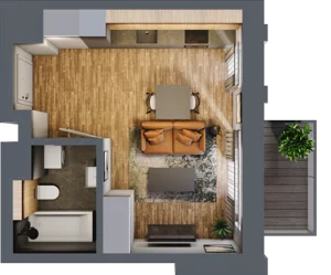 1 pokój, apartament 26,32 m², piętro 1, oferta nr 118, Folwark Scheiblera, Łódź, Widzew, ul. Tymienieckiego 33A
