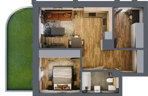 2 pokoje, apartament 48,56 m², parter, oferta nr 184, Folwark Scheiblera, Łódź, Widzew, ul. Tymienieckiego 33A