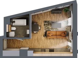 1 pokój, apartament 33,39 m², piętro 2, oferta nr 53, Folwark Scheiblera, Łódź, Widzew, ul. Tymienieckiego 33A