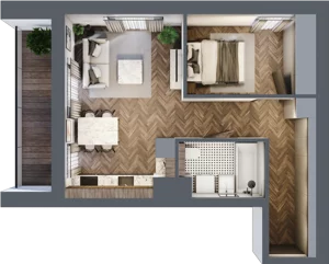 2 pokoje, mieszkanie 42,97 m², piętro 2, oferta nr A/4/2.8, Smardzewska 8, Poznań, Grunwald, Grunwald Południe, ul. Smardzewska 8