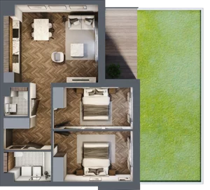 3 pokoje, apartament 62,82 m², piętro 1, oferta nr A/2/1.3, Smardzewska 8, Poznań, Grunwald, Grunwald Południe, ul. Smardzewska 8