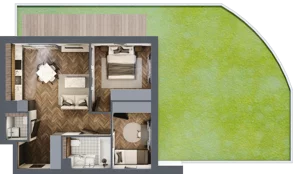 3 pokoje, apartament 53,19 m², parter, oferta nr A.1, Premiera Bemowo, Warszawa, Bemowo, Chrzanów, ul. Coopera 5-7