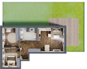 3 pokoje, apartament 66,39 m², parter, oferta nr C.1, Premiera Bemowo, Warszawa, Bemowo, Chrzanów, ul. Coopera 5-7