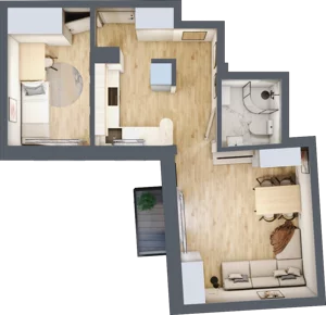 2 pokoje, mieszkanie 41,10 m², piętro 3, oferta nr 17, Kamienica przy ul. Starodomaszowskiej, Kielce, Centrum, ul. Starodomaszowska 38