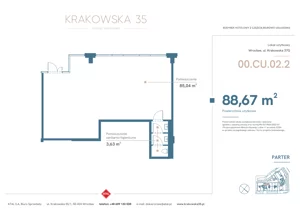 Lokal użytkowy 88,67 m², oferta nr 00.CU.02.2, Krakowska 35 - lokale użytkowe, Wrocław, Przedmieście Oławskie, Krzyki, ul. Krakowska