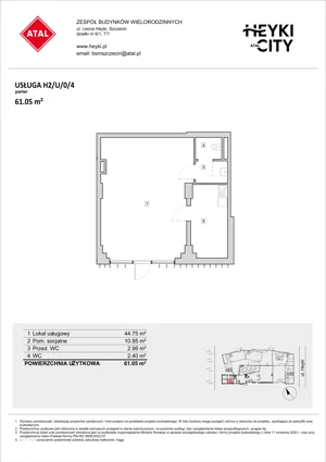 Lokal użytkowy 61,05 m², oferta nr H2-U-0-4, Heyki City ATAL - lokale użytkowe, Szczecin, Prawobrzeże, Międzyodrze, ul. Leona Heyki