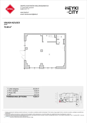 Lokal użytkowy 72,68 m², oferta nr H2-U-0-3, Heyki City ATAL - lokale użytkowe, Szczecin, Prawobrzeże, Międzyodrze, ul. Leona Heyki