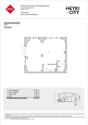 Lokal użytkowy 72,79 m², oferta nr H2-U-0-2, Heyki City ATAL - lokale użytkowe, Szczecin, Prawobrzeże, Międzyodrze, ul. Leona Heyki