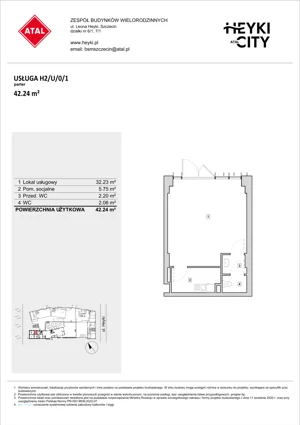 Lokal użytkowy 42,24 m², oferta nr H2-U-0-1, Heyki City ATAL - lokale użytkowe, Szczecin, Prawobrzeże, Międzyodrze, ul. Leona Heyki