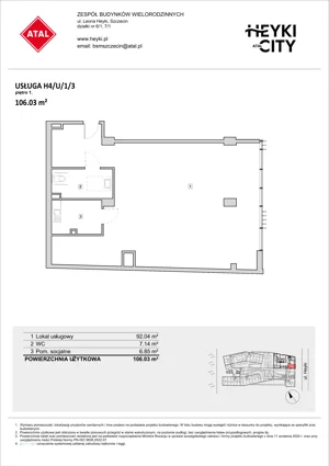Lokal użytkowy 106,03 m², oferta nr H4-U-1-3, Heyki City ATAL - lokale użytkowe, Szczecin, Prawobrzeże, Międzyodrze, ul. Leona Heyki