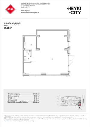 Lokal użytkowy 95,02 m², oferta nr H3-U-0-4, Heyki City ATAL - lokale użytkowe, Szczecin, Prawobrzeże, Międzyodrze, ul. Leona Heyki