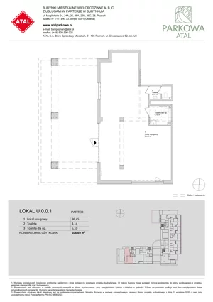 Lokal użytkowy 106,69 m², oferta nr U.0.0.1, ATAL Parkowa - lokale użytkowe, Poznań, Nowe Miasto, Osiedle Warszawskie, ul. Mogileńska