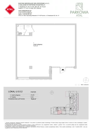 Lokal użytkowy 79,22 m², oferta nr U.0.0.2, ATAL Parkowa - lokale użytkowe, Poznań, Nowe Miasto, Osiedle Warszawskie, ul. Mogileńska