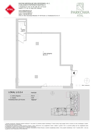 Lokal użytkowy 70,23 m², oferta nr U.0.0.4, ATAL Parkowa - lokale użytkowe, Poznań, Nowe Miasto, Osiedle Warszawskie, ul. Mogileńska