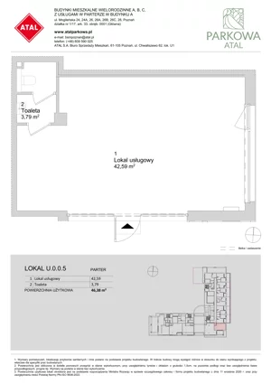 Lokal użytkowy 46,38 m², oferta nr U.0.0.5, ATAL Parkowa - lokale użytkowe, Poznań, Nowe Miasto, Osiedle Warszawskie, ul. Mogileńska