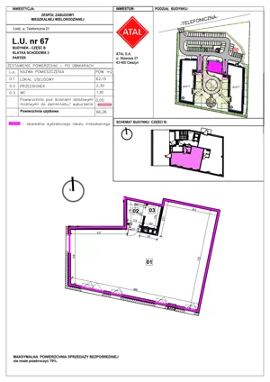 Lokal użytkowy 66,26 m², oferta nr B-0-67, ATAL Aura - lokale usługowe, Łódź, Bałuty, ul. Telefoniczna 21