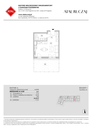 1 pokój, mieszkanie 29,52 m², piętro 2, oferta nr A1.2.11, ATAL Ruczaj, Kraków, Łagiewniki-Borek Fałęcki, Borek Fałęcki, ul. Obozowa