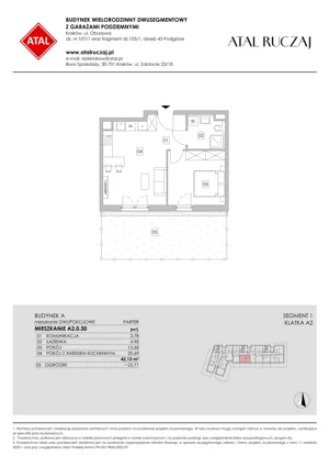 2 pokoje, mieszkanie 41,71 m², piętro 2, oferta nr A4.2.14, ATAL Ruczaj, Kraków, Łagiewniki-Borek Fałęcki, Borek Fałęcki, ul. Obozowa