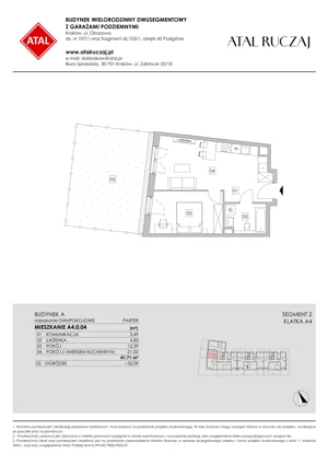 2 pokoje, mieszkanie 39,94 m², piętro 1, oferta nr A6.1.62, ATAL Ruczaj, Kraków, Łagiewniki-Borek Fałęcki, Borek Fałęcki, ul. Obozowa