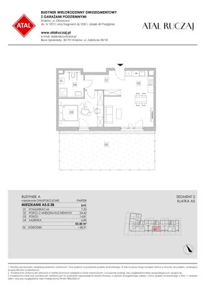 2 pokoje, mieszkanie 53,30 m², parter, oferta nr A5.0.38, ATAL Ruczaj, Kraków, Łagiewniki-Borek Fałęcki, Borek Fałęcki, ul. Obozowa