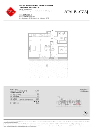 2 pokoje, mieszkanie 46,05 m², parter, oferta nr A6.0.59, ATAL Ruczaj, Kraków, Łagiewniki-Borek Fałęcki, Borek Fałęcki, ul. Obozowa