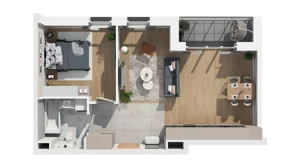 2 pokoje, mieszkanie 50,49 m², piętro 1, oferta nr A4.1.07, ATAL Ruczaj, Kraków, Łagiewniki-Borek Fałęcki, Borek Fałęcki, ul. Obozowa