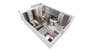 2 pokoje, mieszkanie 45,68 m², piętro 6, oferta nr A-06-77A, ATAL Olimpijska, Katowice, Bogucice, ul. Olimpijska / al. Korfantego