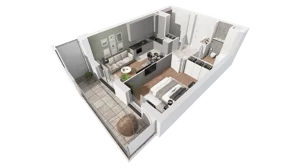 2 pokoje, mieszkanie 45,68 m², piętro 6, oferta nr A-06-77A, ATAL Olimpijska, Katowice, Bogucice, ul. Olimpijska / al. Korfantego
